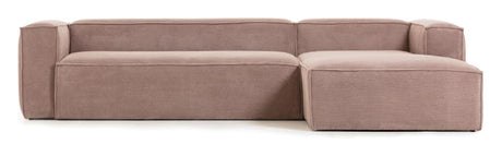 Blok 3 - pers. Sofa m. højrevendt chaise Rosa Fløjl - UNOLIVING.COM