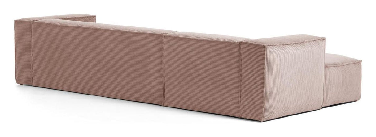 Blok 3 - pers. Sofa m. venstrevendt chaise Rosa Fløjl - UNOLIVING.COM