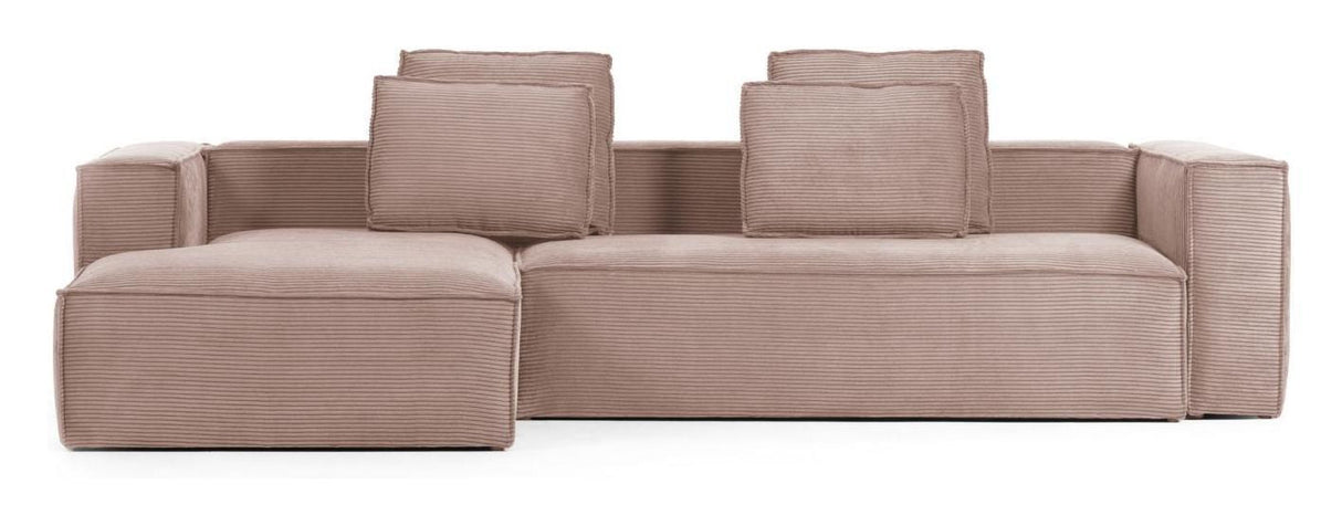 Blok 3 - pers. Sofa m. venstrevendt chaise Rosa Fløjl - UNOLIVING.COM