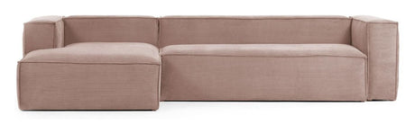 Blok 3 - pers. Sofa m. venstrevendt chaise Rosa Fløjl - UNOLIVING.COM