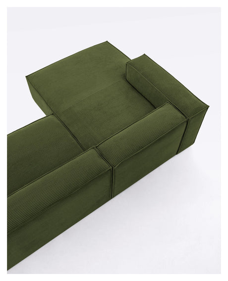 Blok 3 - pers. Sofa m. venstrevendt chaiselong, B300, Grøn fløjl - UNOLIVING.COM