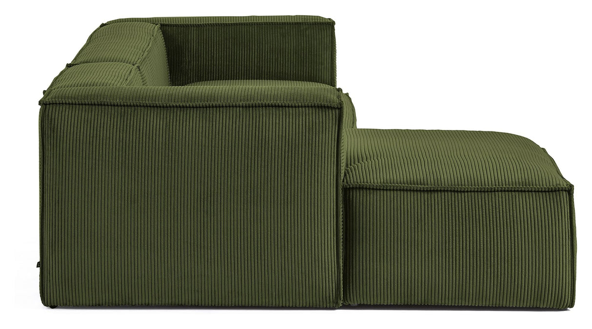 Blok 3 - pers. Sofa m. venstrevendt chaiselong, B300, Grøn fløjl - UNOLIVING.COM