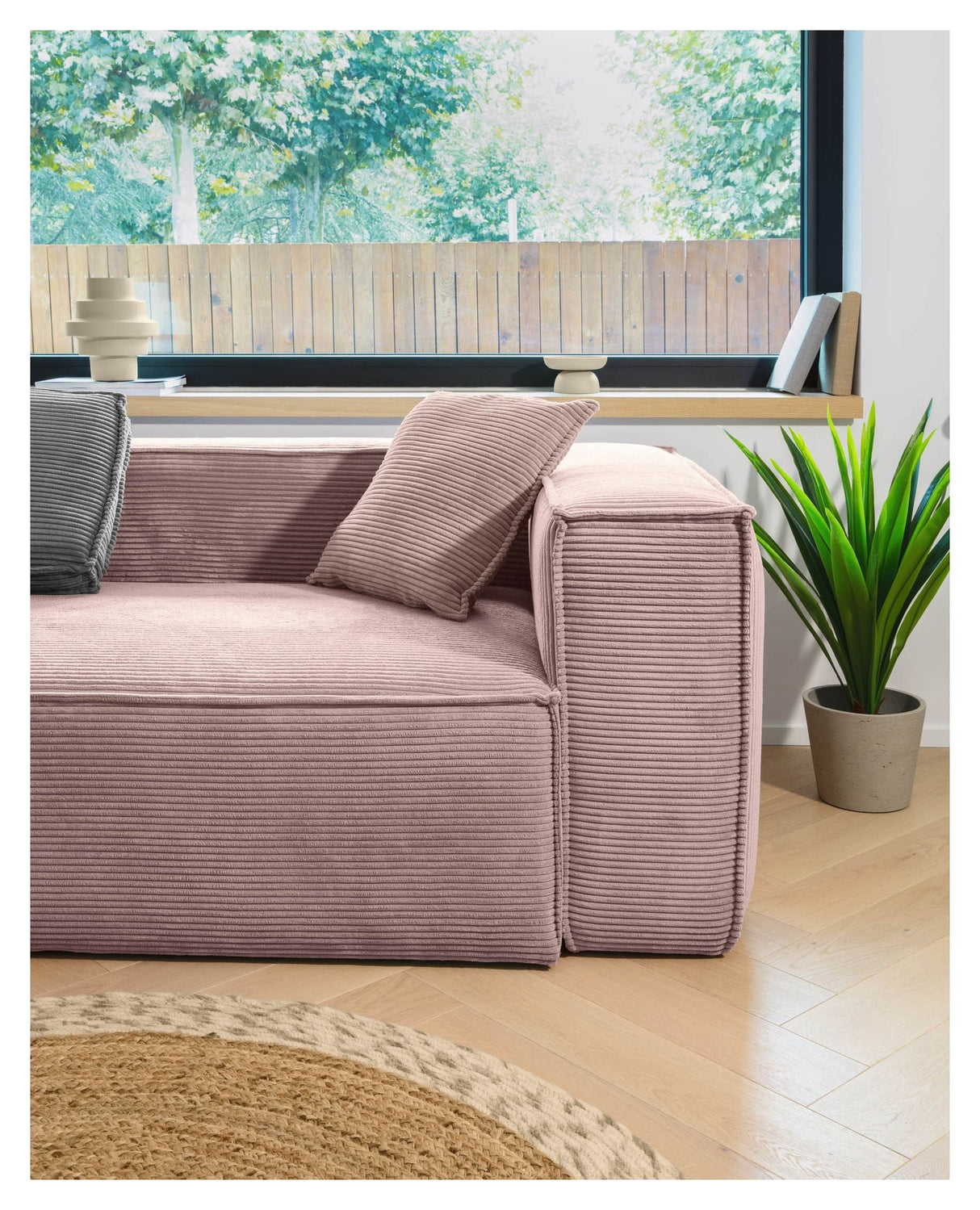 Blok 3 - pers. sofa - Rosa fløjl - UNOLIVING.COM