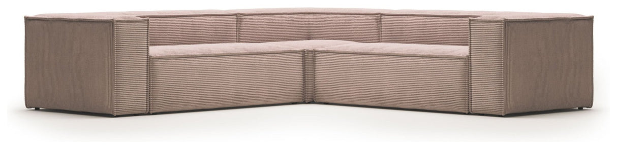 Blok 4 - pers. Hjørnesofa, 290x290, Lyserød fløjl - UNOLIVING.COM