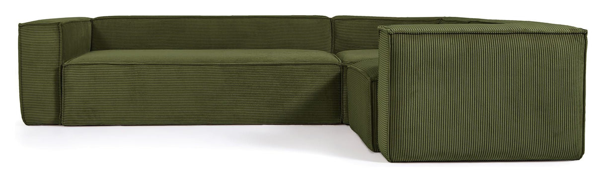 Blok 4 - pers. Hjørnesofa, 320x230, Grøn fløjl - UNOLIVING.COM