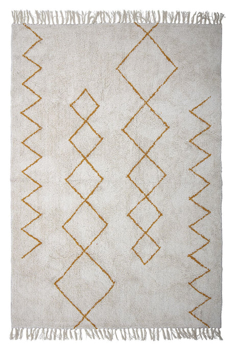 Bloomingville Cozy Tæppe Beige/Gul, 200x140 - Unoliving.com