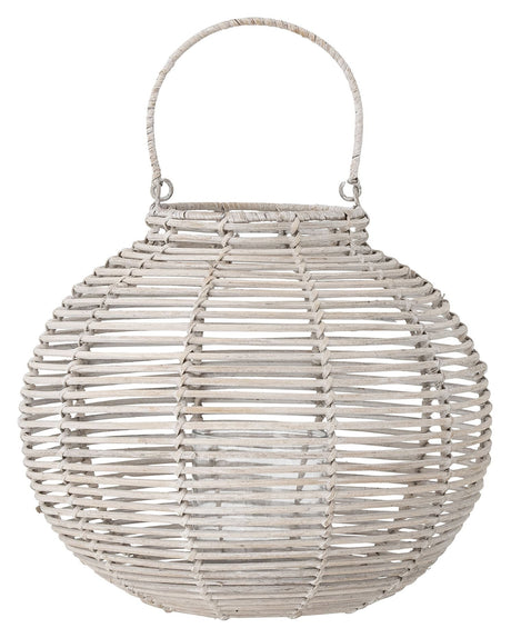 Bloomingville Malua Lanterne m. glas, Hvid, Rattan - UNOLIVING.COM