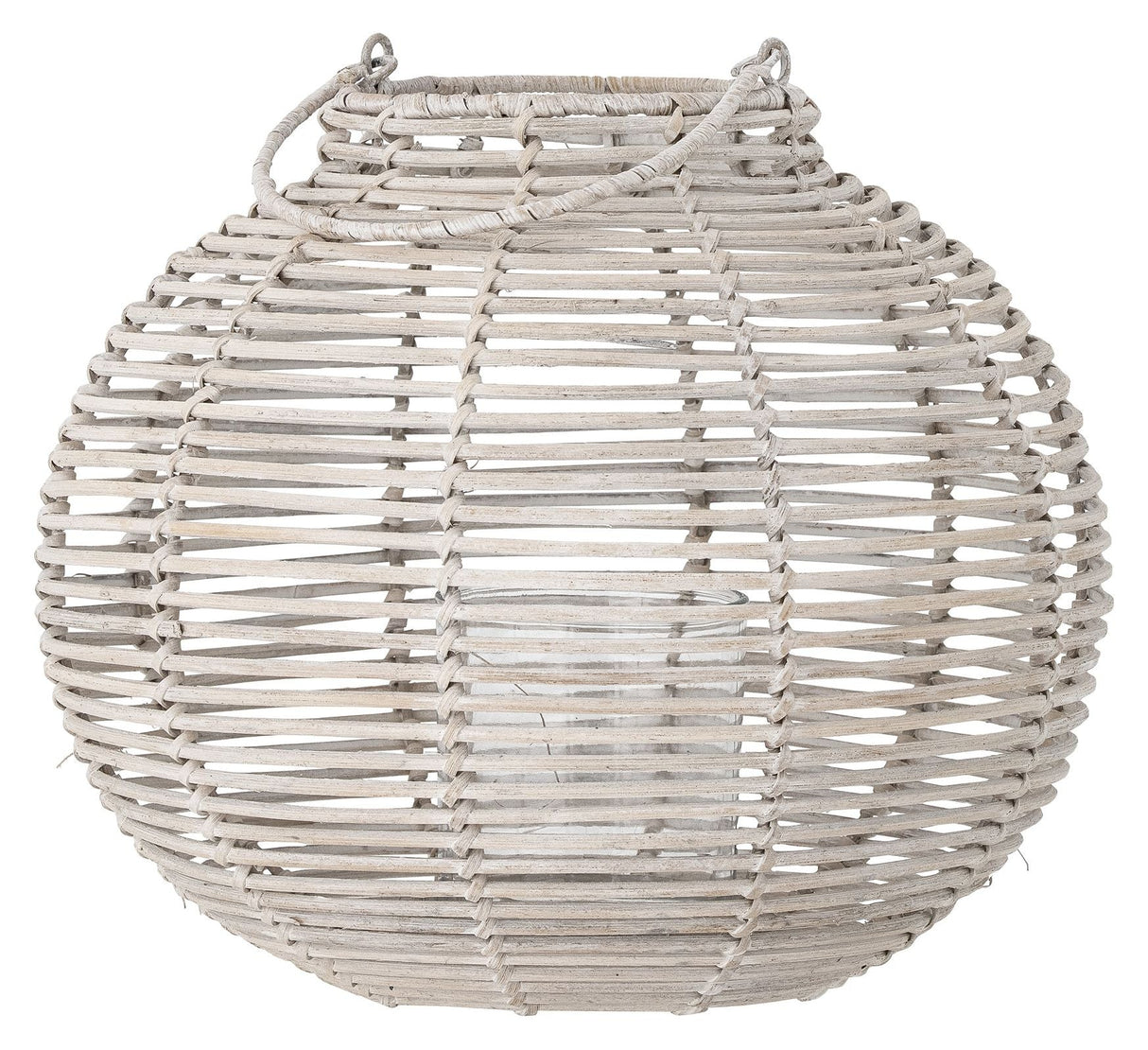 Bloomingville Malua Lanterne m. glas, Hvid, Rattan - UNOLIVING.COM