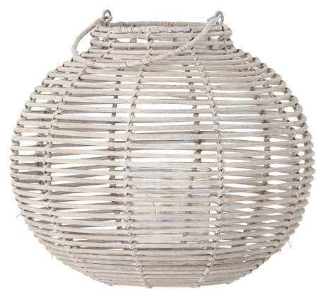 Bloomingville Malua Lanterne m. glas, Hvid, Rattan