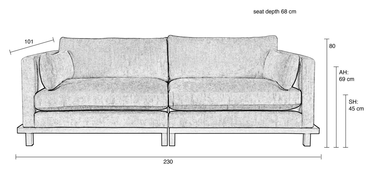 Blossom 3 - pers. Sofa, Moss - UNOLIVING.COM