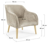 Bobly Loungestol, Beige chenille/Træben - UNOLIVING.COM