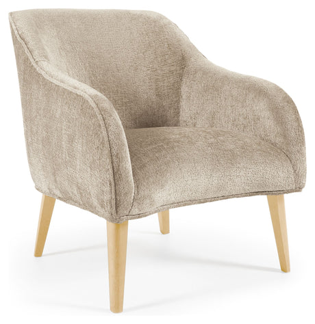 Bobly Loungestol, Beige chenille/Træben - UNOLIVING.COM