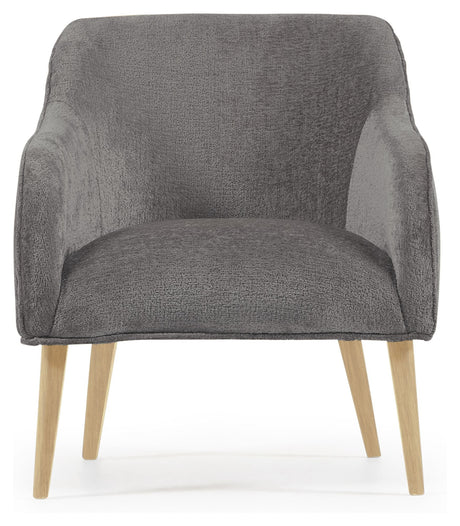 Bobly Loungestol, Grå chenille/Træben - UNOLIVING.COM