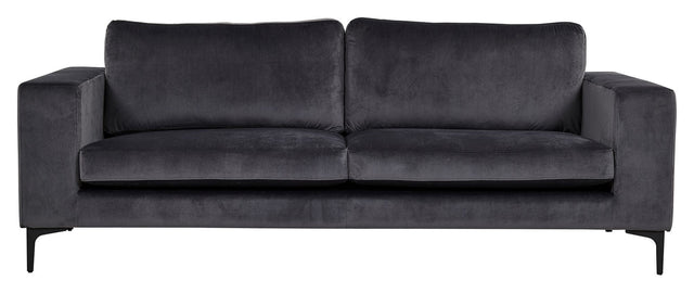 Bolero 3 - pers. Sofa, Mørkegrå Velour m. sorte ben - UNOLIVING.COM