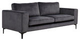 Bolero 3 - pers. Sofa, Mørkegrå Velour m. sorte ben - UNOLIVING.COM