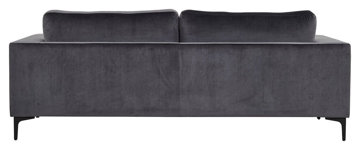 Bolero 3 - pers. Sofa, Mørkegrå Velour m. sorte ben - UNOLIVING.COM