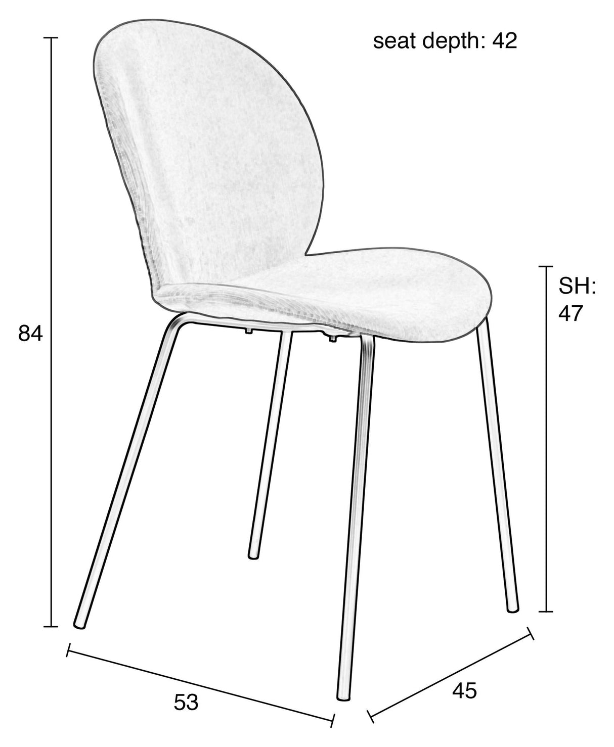 Bonnet Spisebordsstol - Grå/ Blå fløjl - UNOLIVING.COM