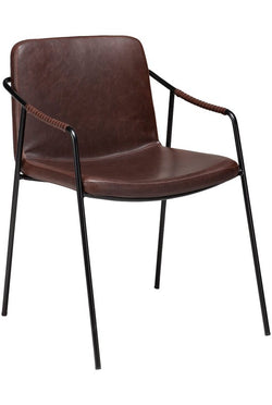 Boto Spisebordsstol m. arm, vintage cocoa kunstlæder - UNOLIVING.COM