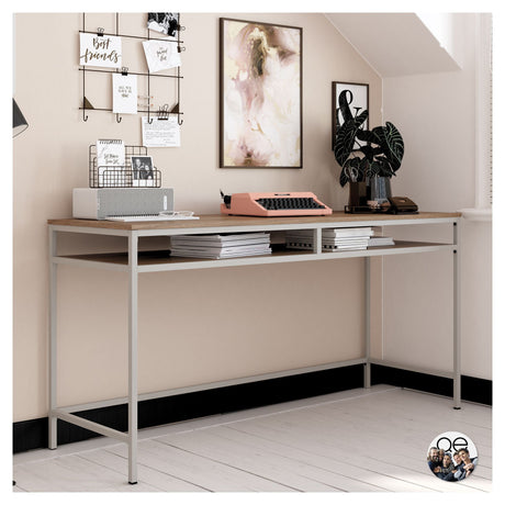 Bradford Computerbord, Taupe/ Valnød - UNOLIVING.COM