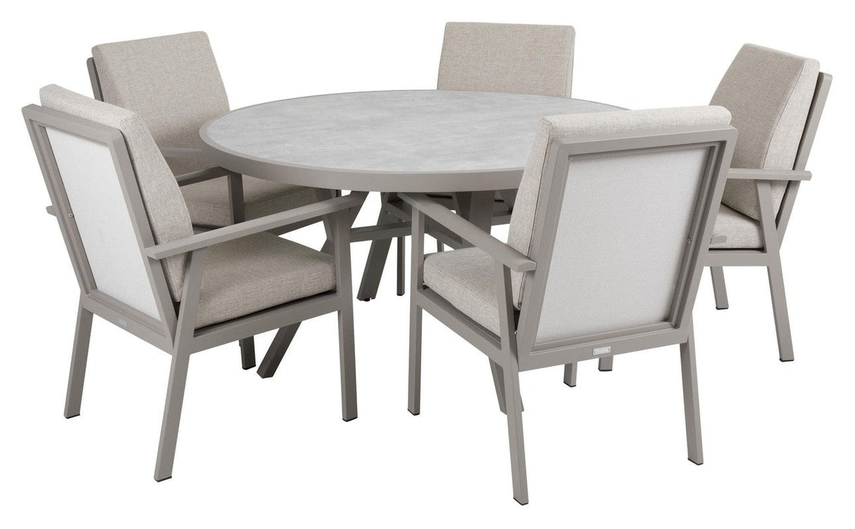 Brafab Samvaro Havebord m. glas Ø140, Beige/Khaki - UNOLIVING.COM