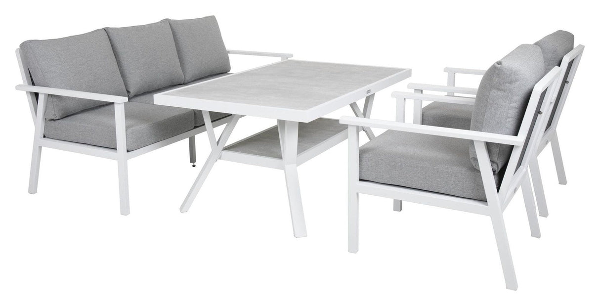 Brafab Samvaro Loungebord m. glas, Hvid, 140x90 - UNOLIVING.COM