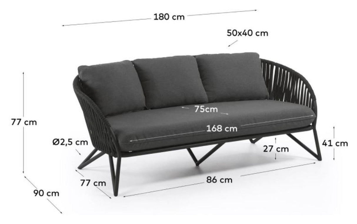 Branzie 3 - pers. Loungesofa, Sort - UNOLIVING.COM