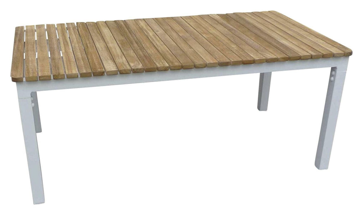 Brasilia, Loungebord 60*110, Hvid alu/teak - UNOLIVING.COM