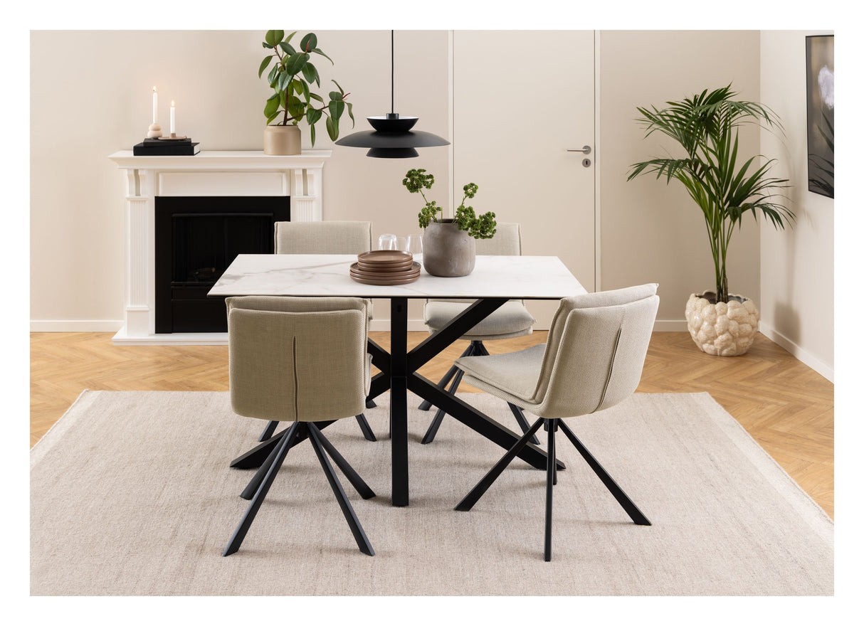 Flynn Spisebordsstol m. drej, Beige stof - Unoliving.com