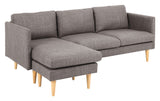 Milly 2-Pers. sofa m. chaiselong, Brun stof - Unoliving.com