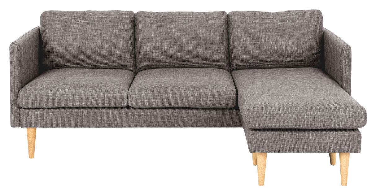 Milly 2-Pers. sofa m. chaiselong, Brun stof - Unoliving.com