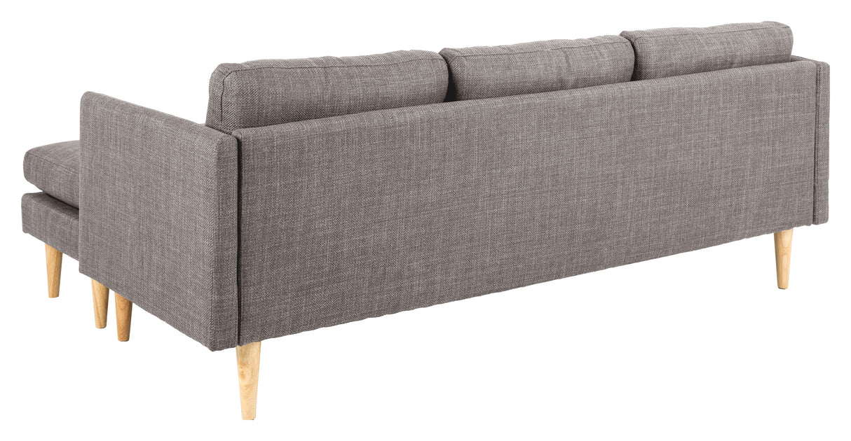 Milly 2-Pers. sofa m. chaiselong, Brun stof - Unoliving.com