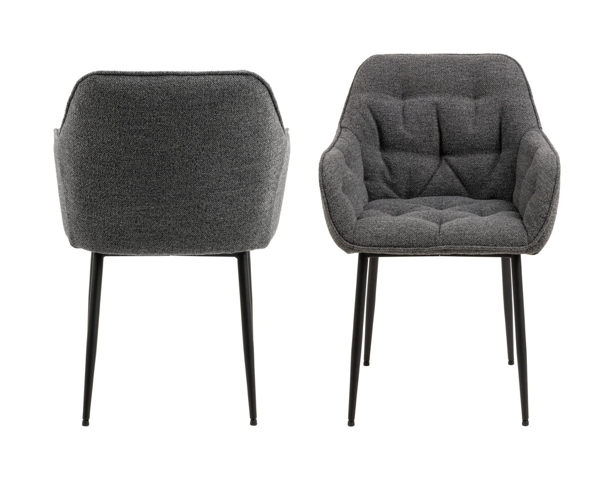 Brooke Spisebordsstol m. armlæn, Anthracite stof - UNOLIVING.COM