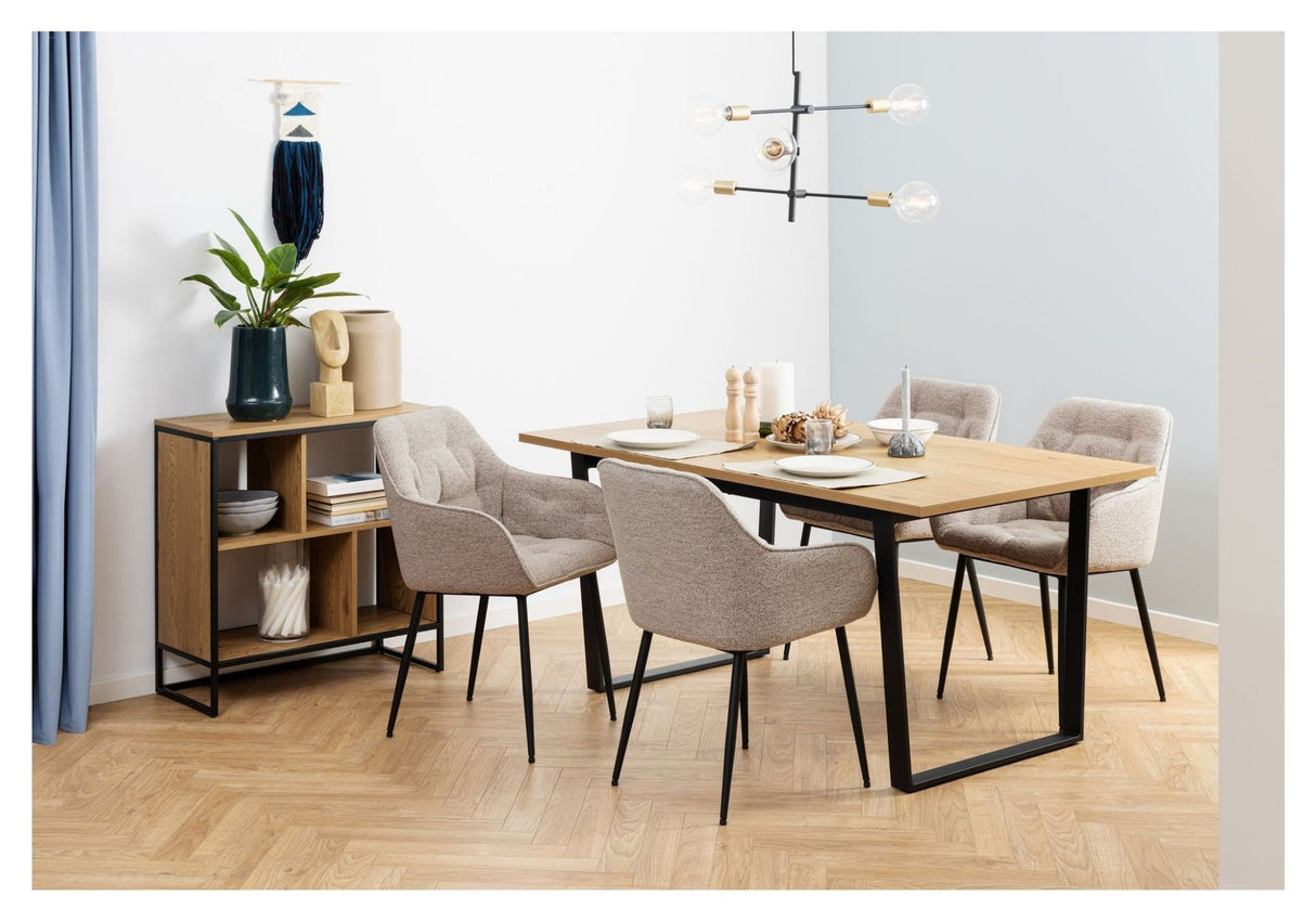 Brooke Spisebordsstol m. armlæn, Beige stof - UNOLIVING.COM