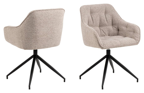 Brooke, spisebordsstol m/armlæn - beige - UNOLIVING.COM