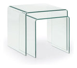 BURANO Sidebord, Hærdet glas, Sæt af 2 borde, 50x50 - UNOLIVING.COM