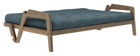 Grab Sovesofa, Brun lakeret fyrretræ, Petrol Blue - Unoliving.com