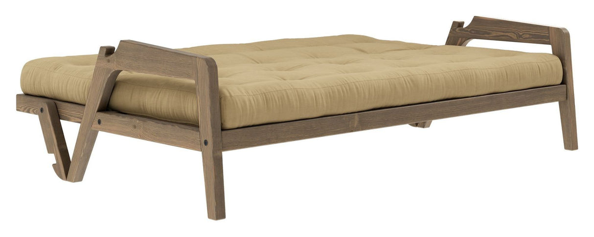 Grab Sovesofa, Brun lakeret fyrretræ, Wheat Beige - Unoliving.com