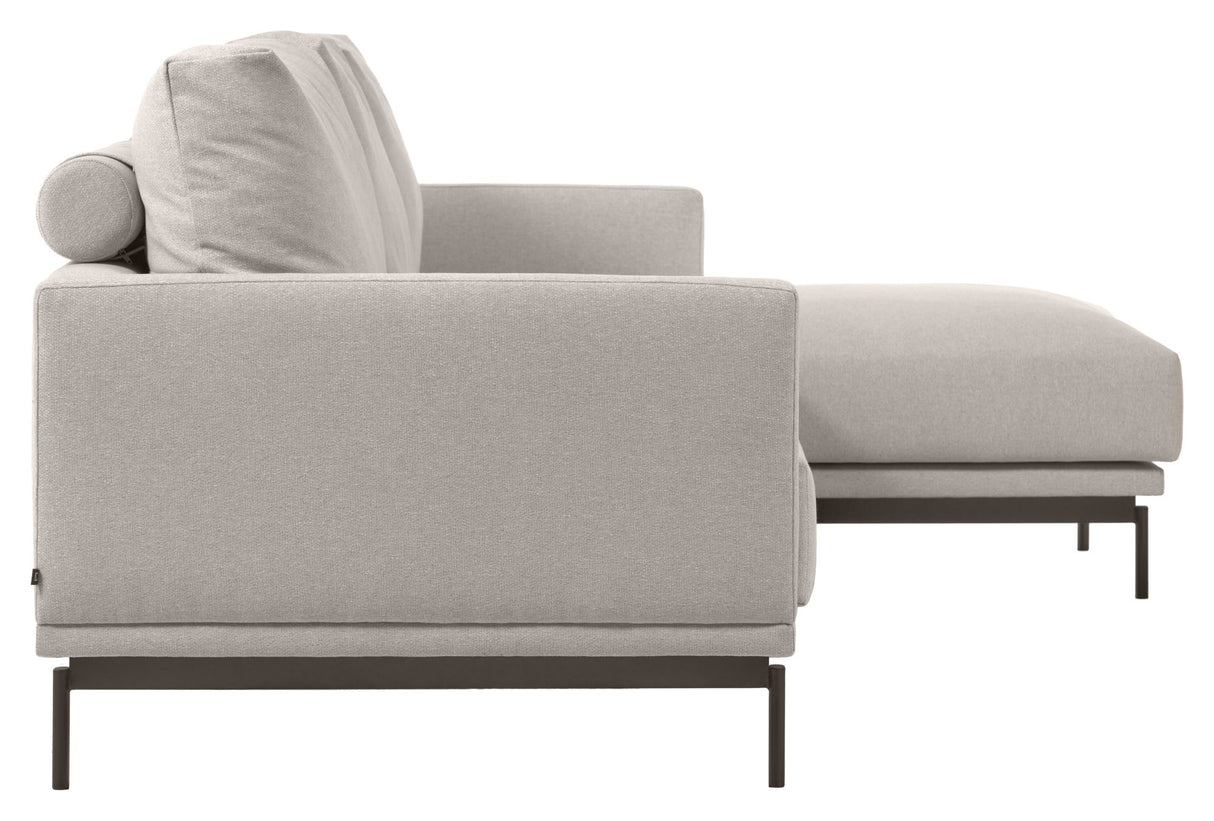 Galene 3-pers. Sofa m. venstrevendt chaiselong, B254, Beige chenille - Unoliving.com