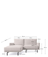 Galene 3-pers. Sofa m. venstrevendt chaiselong, B194, Beige chenille - Unoliving.com