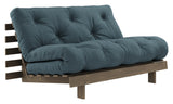 Roots 140 Sovesofa, Brun lakeret fyrretræ, Petrol Blue - Unoliving.com