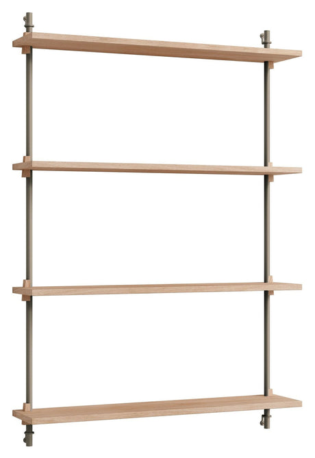 Wall Shelving, 1 fag, 4 hylder, H:115, Eg/Grå - Unoliving.com