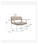 Cailin Loungestol, Beige Reb/Hvid - UNOLIVING.COM