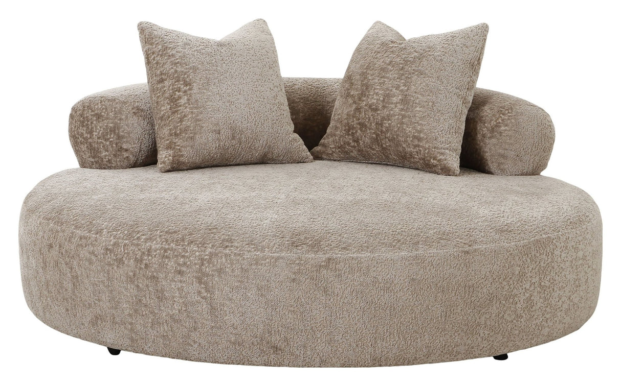 Cairo Daybed m. 2 Puder, Chenille, Rund, Natur - UNOLIVING.COM