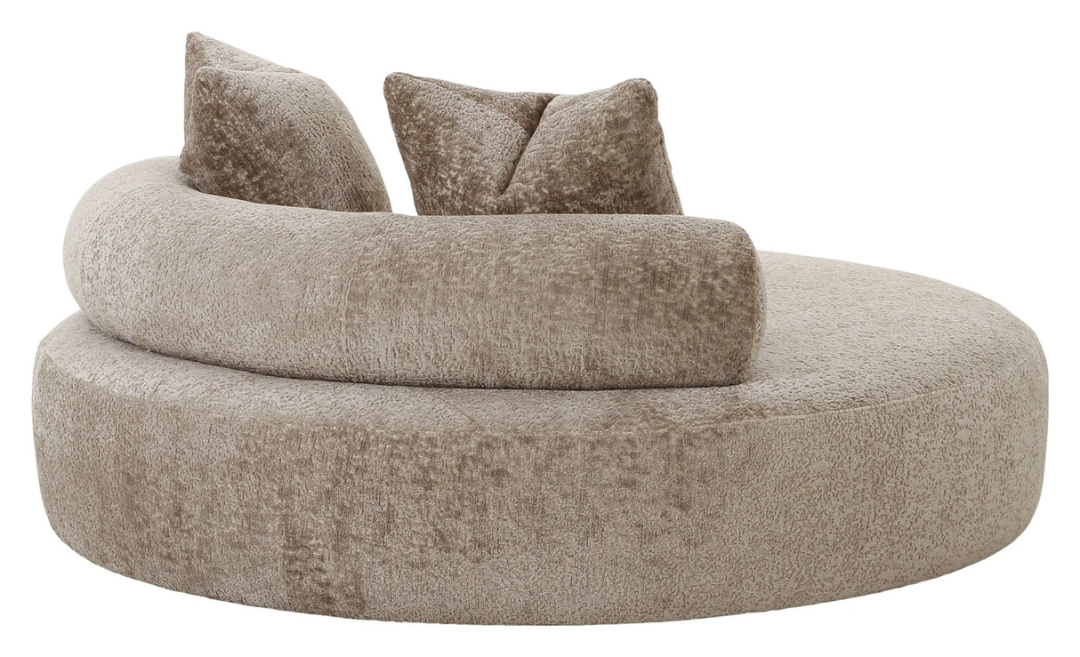 Cairo Daybed m. 2 Puder, Chenille, Rund, Natur - UNOLIVING.COM