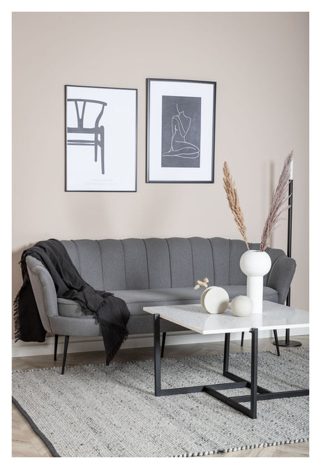 Calais 3 - pers. Sofa, Grå Stof m. sorte ben - UNOLIVING.COM