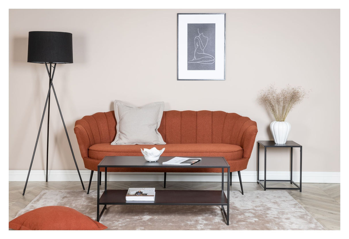 Calais 3 - pers. Sofa, Rusty Orange Stof m. sorte ben - UNOLIVING.COM