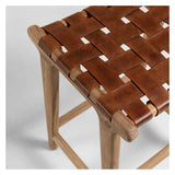 Calixta barstol Teak/Læder, SH: 67cm - UNOLIVING.COM