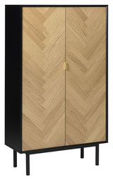 Calvi Herringbone Barskab, Natur/Sort, H160 - UNOLIVING.COM