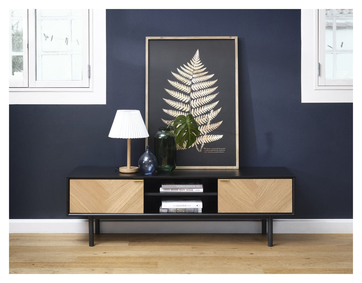 Calvi Herringbone Tvbord, Natur/Sort, B160 - UNOLIVING.COM