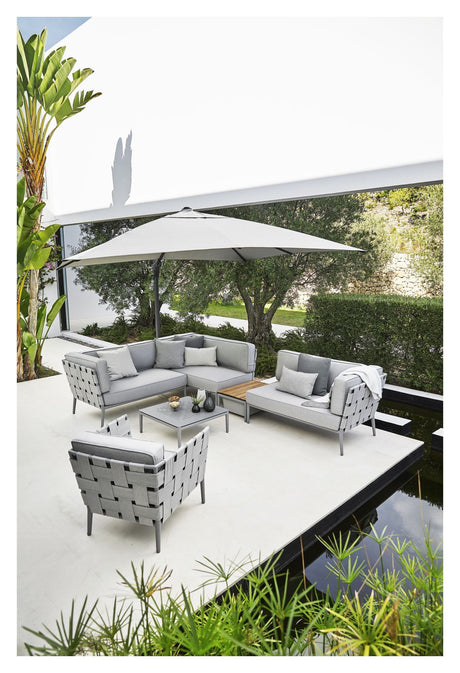 Cane-line Hyde luxe tilt Parasol 3x3 m, Silver - Unoliving.com